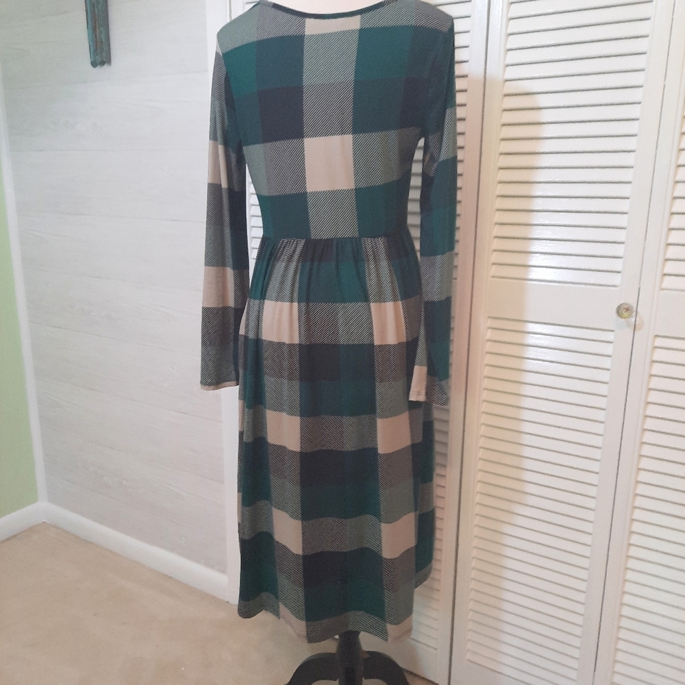 Reborn Buffalo plaid stretchy dress sz large *F - Picture 4 of 7